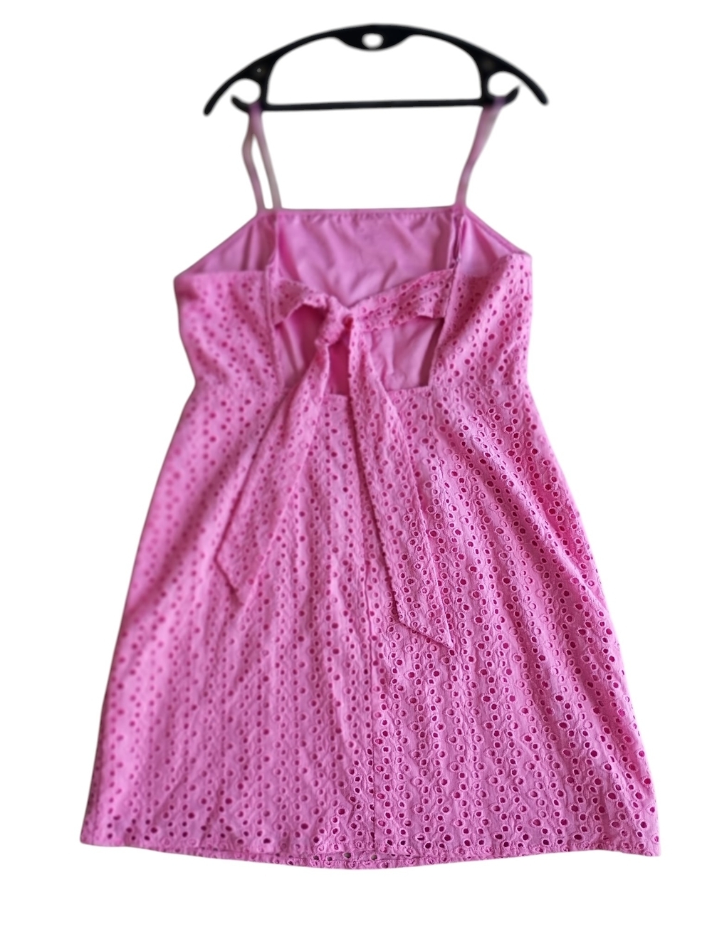 RSQ Pink Eyelet Spaghetti Strap Mini Dress SZ L NWT - Picture 3 of 5